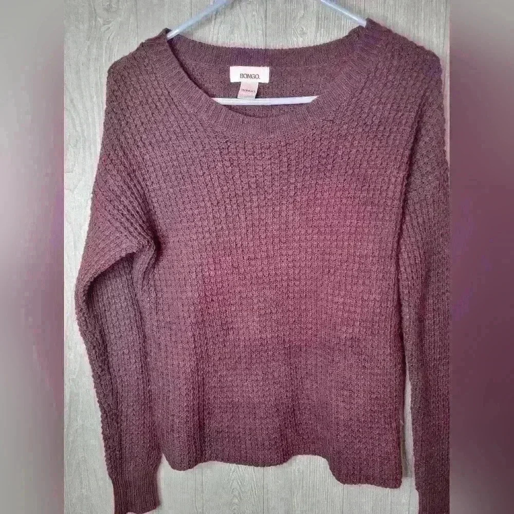 ♡Bongo cranberry knitted sweater size large. C-15